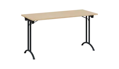 SLA 140 lak skládací jednací stůl 1394x600, deska 25 mm, podnož černý lak, deska bříza světlá